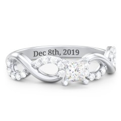 1/4 ct. Princess Gemstone Infinity Engagement Ring with Accent Stones – Sterling Silver with White Premium Zirconia