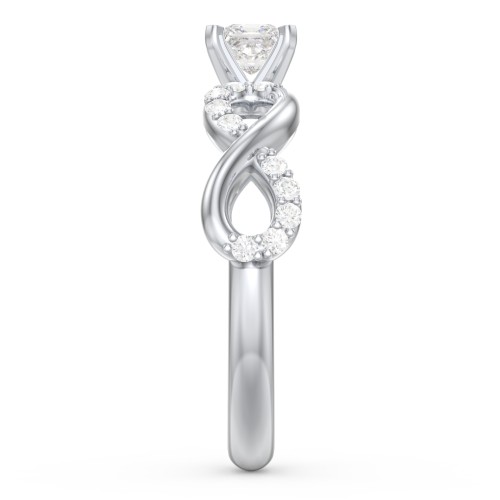 1/4 ct. Princess Gemstone Infinity Engagement Ring with Accent Stones – Sterling Silver with White Premium Zirconia
