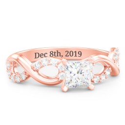 1/2 ct. Princess Gemstone Infinity Engagement Ring with Accent Stones in 10K Solid Rose Gold with White Premium Zirconia