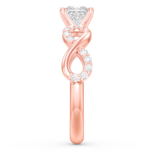 1/2 ct. Princess Gemstone Infinity Engagement Ring with Accent Stones – 10K Rose Gold with White Premium Zirconia