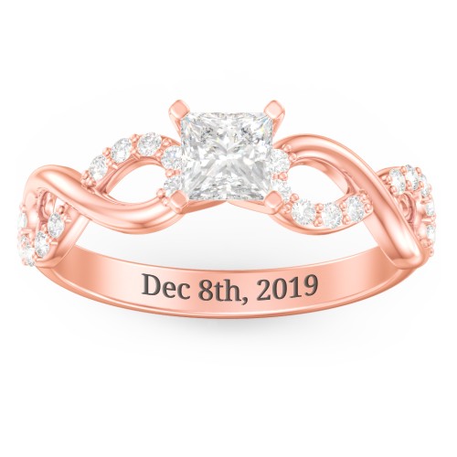 1/2 ct. Princess Gemstone Infinity Engagement Ring with Accent Stones – 10K Rose Gold with White Premium Zirconia
