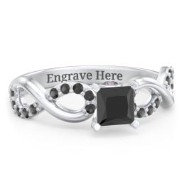 1/2 ct. Princess Gemstone Infinity Peek-A-Boo Engagement Ring with Accent Stones