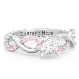 1/2 ct. Princess Gemstone Infinity Peek-A-Boo Engagement Ring with Accent Stones