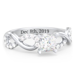 1/2 ct. Princess Gemstone Infinity Peek-A-Boo Engagement Ring with Accent Stones