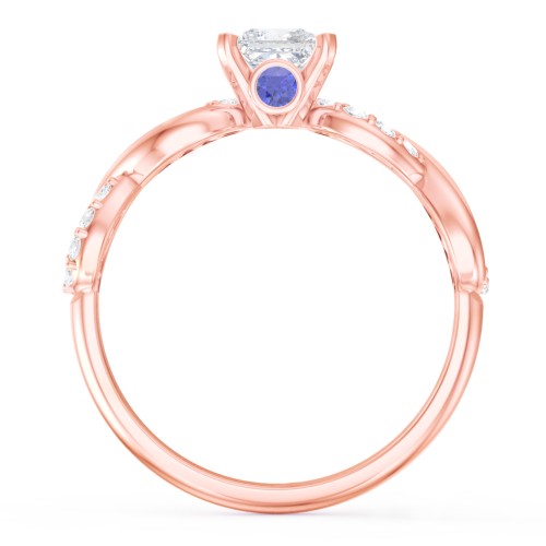 1/2 ct. Princess Gemstone Infinity Peek-A-Boo Engagement Ring with Accent Stones – 10K Rose Gold with White Premium Zirconia and Blue Sapphire