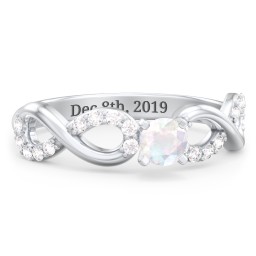 1/4 ct. Round Gemstone Infinity Engagement Ring with Accent Stones