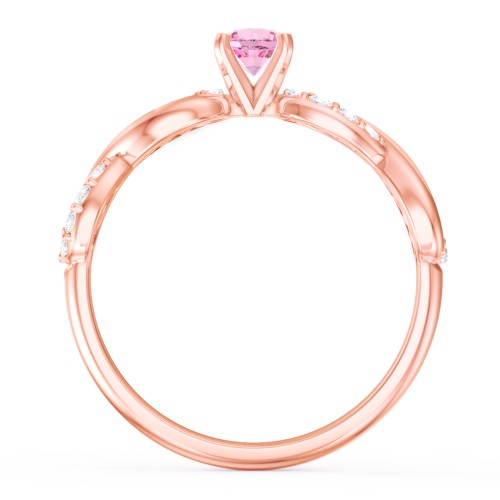 1/4 ct. Round Gemstone Infinity Engagement Ring with Accent Stones – 10K Rose Gold with Pink Tourmaline and White Premium Zirconia