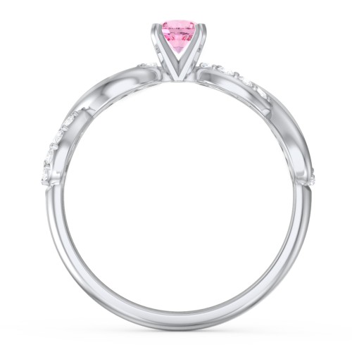 1/4 ct. Round Gemstone Infinity Engagement Ring with Accent Stones – Sterling Silver with Pink Tourmaline and White Premium Zirconia