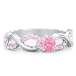 1/4 ct. Round Gemstone Infinity Peek-A-Boo Engagement Ring with Accent Stones