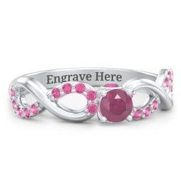 1/4 ct. Round Gemstone Infinity Peek-A-Boo Engagement Ring with Accent Stones