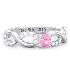 1/4 ct. Round Gemstone Infinity Peek-A-Boo Engagement Ring with Accent Stones – 10K Rose Gold with Pink Tourmaline, White Premium Zirconia, and Ruby