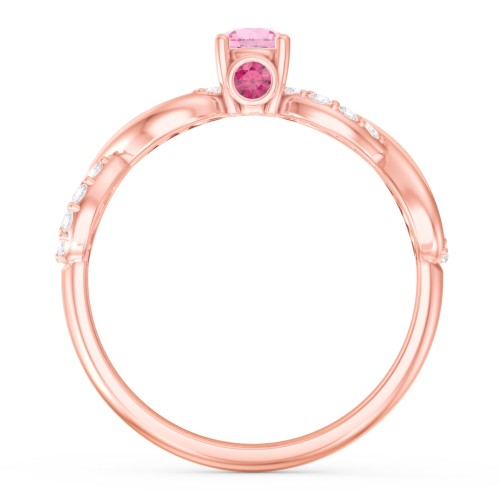 1/4 ct. Round Gemstone Infinity Peek-A-Boo Engagement Ring with Accent Stones – 10K Rose Gold with Pink Tourmaline, White Premium Zirconia, and Ruby