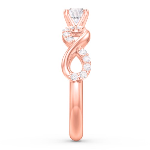 1/3 ct. Round Gemstone Infinity Engagement Ring with Accent Stones – 10K Rose Gold with White Premium Zirconia