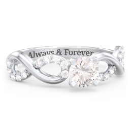 1/2 ct. Round Gemstone Infinity Engagement Ring with Accent Stones