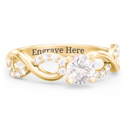 1/2 ct. Round Gemstone Infinity Engagement Ring with Accent Stones in 10K Solid Yellow Gold with Cubic Zirconia and White Premium Zirconia