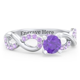 1/2 ct. Round Gemstone Infinity Peek-A-Boo Engagement Ring with Accent Stones in 925 Sterling Silver