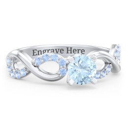 1/2 ct. Round Gemstone Infinity Peek-A-Boo Engagement Ring with Accent Stones