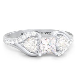 1/2 ct. Princess Gemstone Engagement Ring with Heart Stones & Accents Stones
