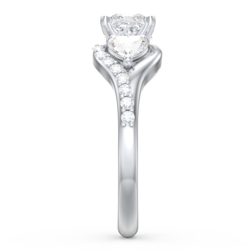 1/2 ct. Princess Gemstone Peek-A-Boo Engagement Ring with Heart Stones & Accents Stones