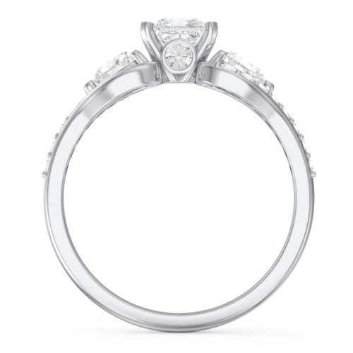 1/2 ct. Princess Gemstone Peek-A-Boo Engagement Ring with Heart Stones & Accents Stones