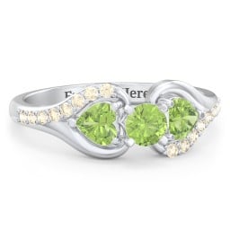 1/4 ct. Round Gemstone Engagement Ring with Heart Stones & Accents Stones