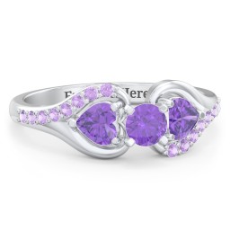 1/4 ct. Round Gemstone Engagement Ring with Heart Stones & Accents Stones in 925 Sterling Silver