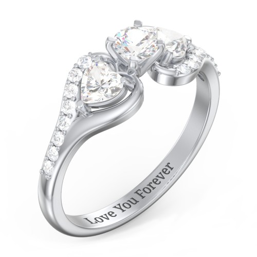 1/4 ct. Round Gemstone Engagement Ring with Heart Stones & Accents Stones