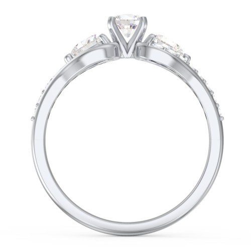 1/4 ct. Round Gemstone Engagement Ring with Heart Stones & Accents Stones