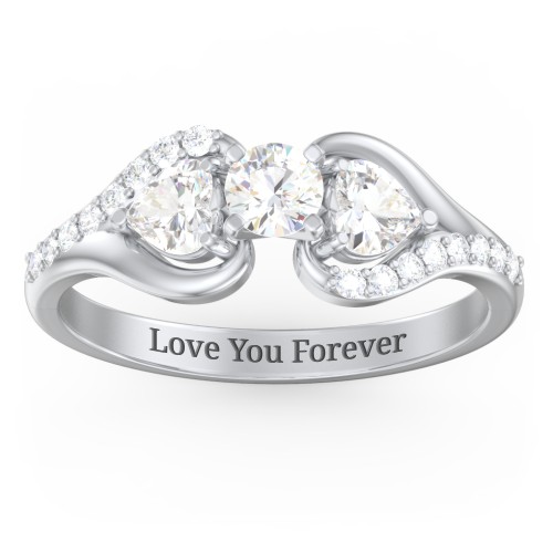 1/4 ct. Round Gemstone Engagement Ring with Heart Stones & Accents Stones