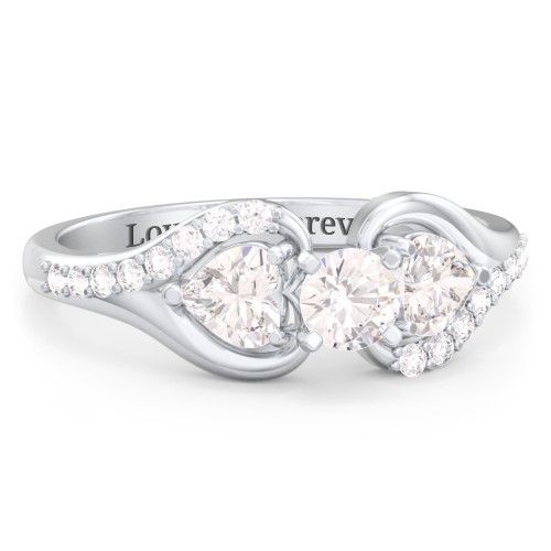 1/4 ct. Round Gemstone Engagement Ring with Heart Stones & Accents Stones