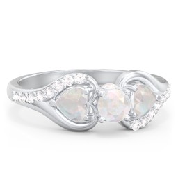 1/4 ct. Round Gemstone Peek-A-Boo Engagement Ring with Heart Stones & Accents Stones