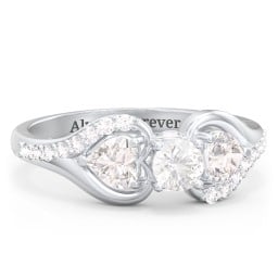 1/4 ct. Round Gemstone Peek-A-Boo Engagement Ring with Heart Stones & Accents Stones