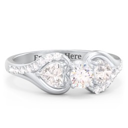 1/4 ct. Round Gemstone Peek-A-Boo Engagement Ring with Heart Stones & Accents Stones