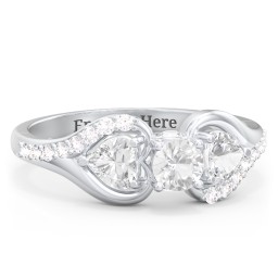 1/4 ct. Round Gemstone Peek-A-Boo Engagement Ring with Heart Stones & Accents Stones