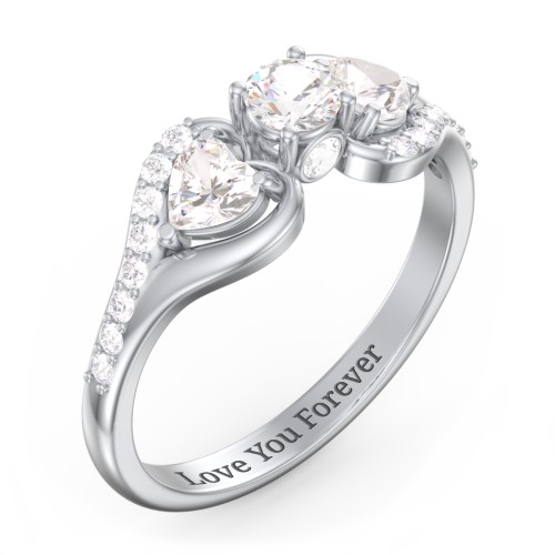 1/4 ct. Round Gemstone Peek-A-Boo Engagement Ring with Heart Stones & Accents Stones