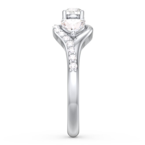 1/4 ct. Round Gemstone Peek-A-Boo Engagement Ring with Heart Stones & Accents Stones