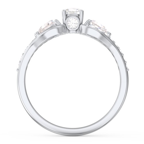 1/4 ct. Round Gemstone Peek-A-Boo Engagement Ring with Heart Stones & Accents Stones