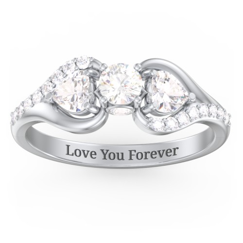 1/4 ct. Round Gemstone Peek-A-Boo Engagement Ring with Heart Stones & Accents Stones