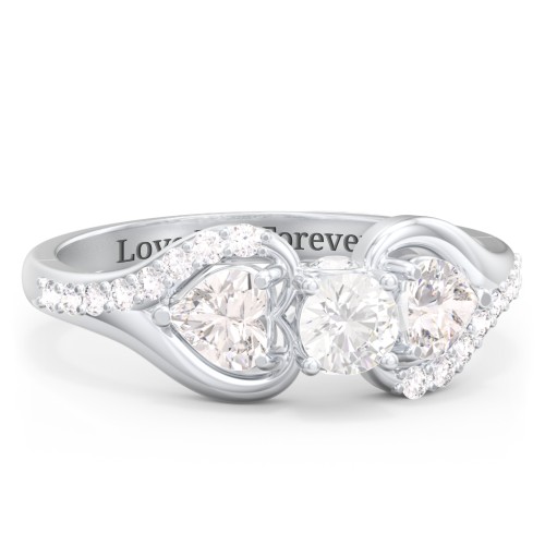 1/4 ct. Round Gemstone Peek-A-Boo Engagement Ring with Heart Stones & Accents Stones