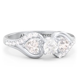 1/4 ct. Round Gemstone Peek-A-Boo Engagement Ring with Heart Stones & Accents Stones in 925 Sterling Silver with Cubic Zirconia and White Premium Zirconia