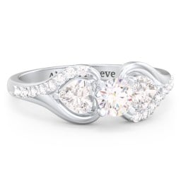 1/3 ct. Round Gemstone Engagement Ring with Heart Stones & Accents Stones