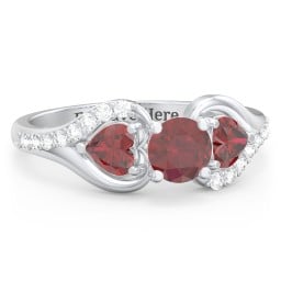 1/2 ct. Round Gemstone Engagement Ring with Heart Stones & Accents Stones