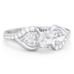 1/2 ct. Round Gemstone Engagement Ring with Heart Stones & Accents Stones