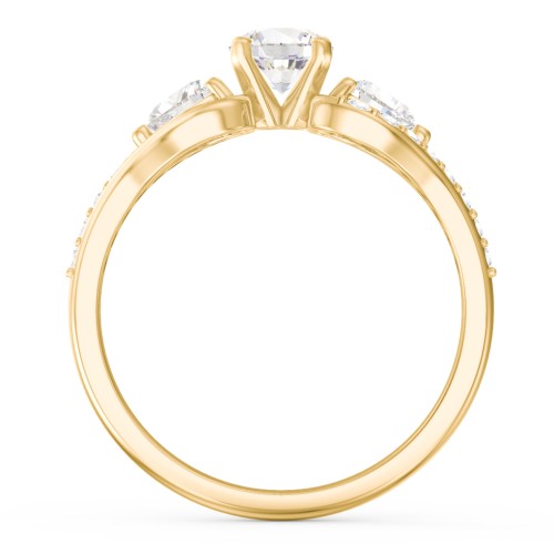 1/2 ct. Round Gemstone Engagement Ring with Heart Stones & Accents Stones – 10K Yellow Gold with Cubic Zirconia and White Premium Zirconia