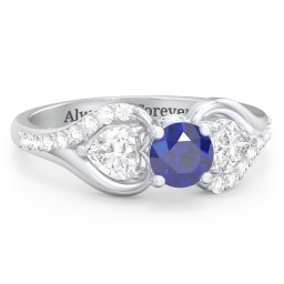 1/2 ct. Round Gemstone Peek-A-Boo Engagement Ring with Heart Stones & Accents Stones