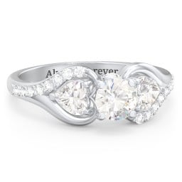 1/2 ct. Round Gemstone Peek-A-Boo Engagement Ring with Heart Stones & Accents Stones