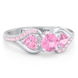 1/2 ct. Round Gemstone Peek-A-Boo Engagement Ring with Heart Stones & Accents Stones