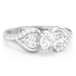 1/2 ct. Round Gemstone Peek-A-Boo Engagement Ring with Heart Stones & Accents Stones in 925 Sterling Silver with Cubic Zirconia and White Premium Zirconia