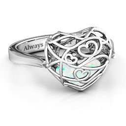 Caged Hearts Ring with 2-6 Stones