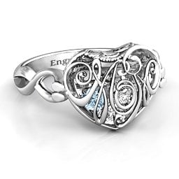 Caged Hearts Ring with 2-6 Stones